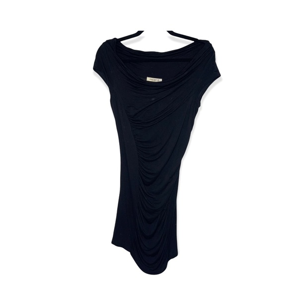 ARDEN B Black Tunic Top with Scoop Neck & Ruching Down the Front M - Picture 2 of 6